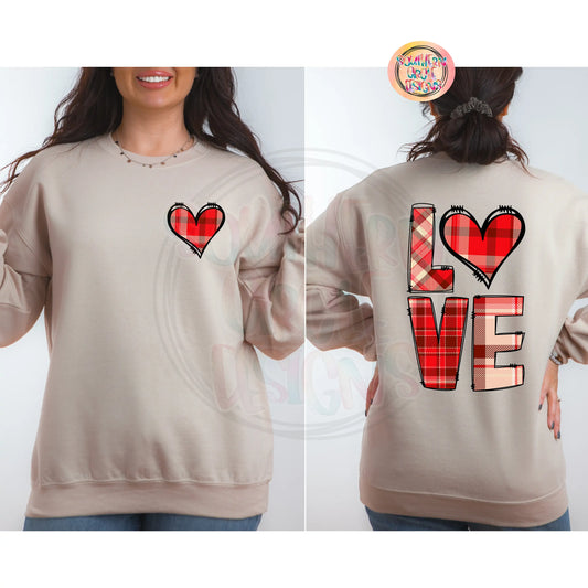 Plaid Heart & LOVE Front and Back Design