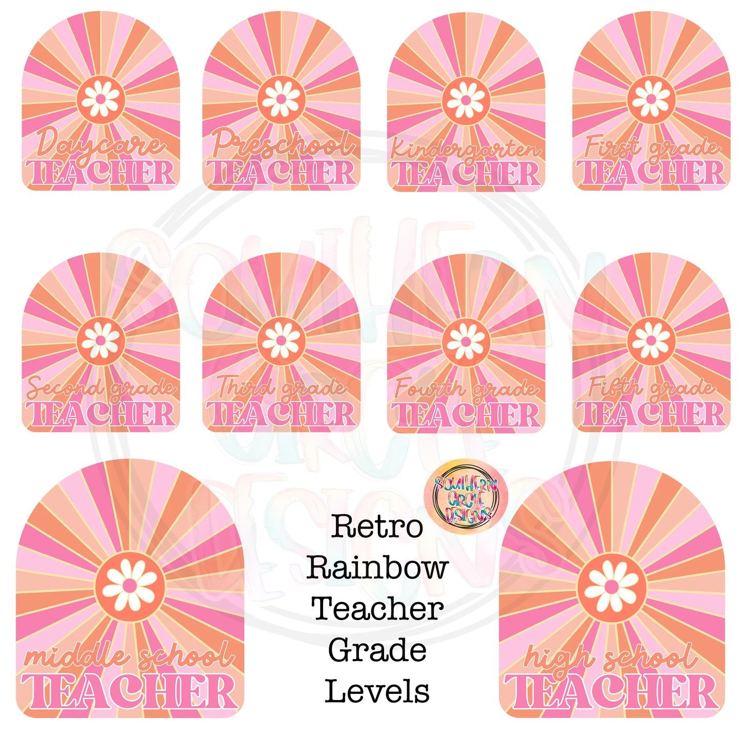 Retro Rainbow Teacher Grade Level