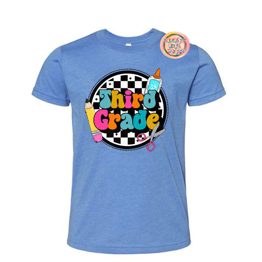 Colorful Retro Checkered Grade Level Tee