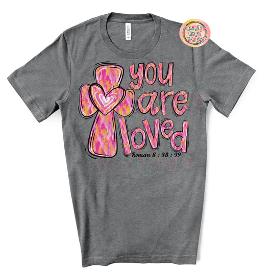 You Are Loved Pink Brushstroke Cross